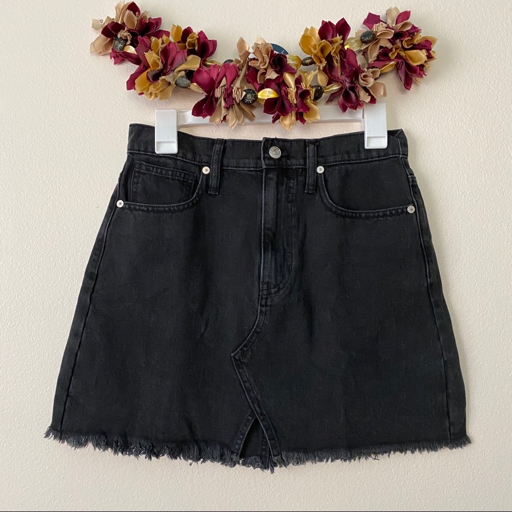 NEW Madewell High Waist Aline Black Denim Skirt